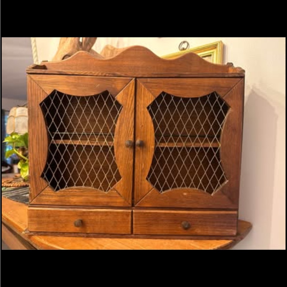 HOLD Vintage Wood Spice Cabinet Country Farmhouse Cottagecore